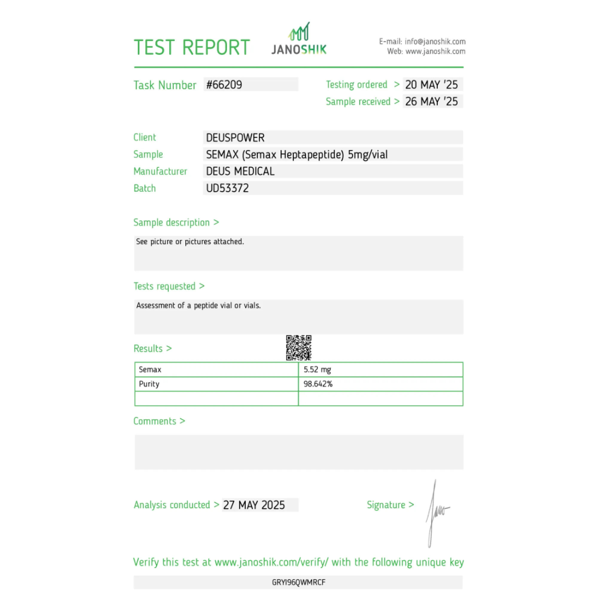 SEMAX (Semax Heptapeptide), Deus Medical, Buy Steroids Online - www.deuspower.shop